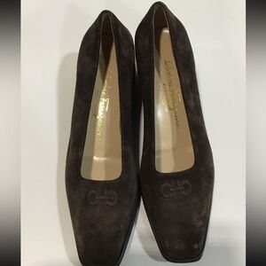 Women’s Salvatore Ferragamo Brown Suede Wedge Pump Size 7B